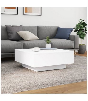 vidaXL Coffee Table with LED Lights White 80x80x31 cm — Size: 80 x 80 x 31 cm