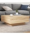 vidaXL Coffee Table with LED Lights Sonoma Oak 80x80x31 cm — Size: 80 x 80 x 31 cm