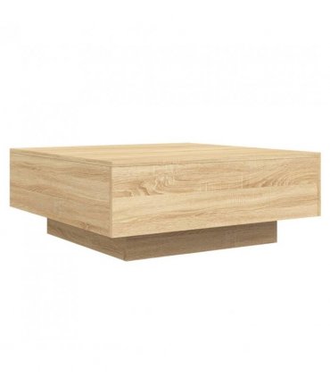 vidaXL Coffee Table with LED Lights Sonoma Oak 80x80x31 cm — Size: 80 x 80 x 31 cm