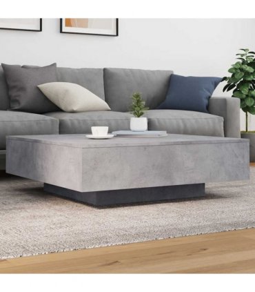 vidaXL Coffee Table with LED Lights Concrete Grey 100x100x31 cm — Size: 100 x 100 x 31 cm