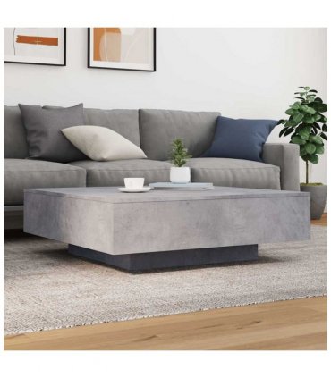vidaXL Coffee Table with LED Lights Concrete Grey 100x100x31 cm — Size: 100 x 100 x 31 cm