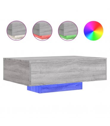 vidaXL Coffee Table with LED Lights Grey Sonoma 85x55x31 cm — Size: 85 x 55 x 31 cm