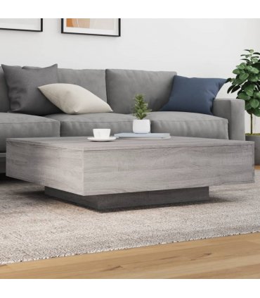 vidaXL Coffee Table with LED Lights Grey Sonoma 100x100x31 cm — Size: 100 x 100 x 31 cm