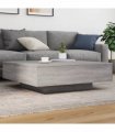vidaXL Coffee Table with LED Lights Grey Sonoma 100x100x31 cm — Size: 100 x 100 x 31 cm