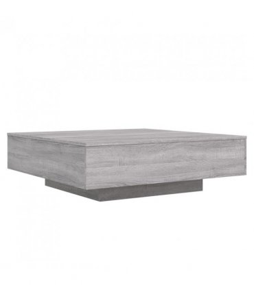 vidaXL Coffee Table with LED Lights Grey Sonoma 100x100x31 cm — Size: 100 x 100 x 31 cm