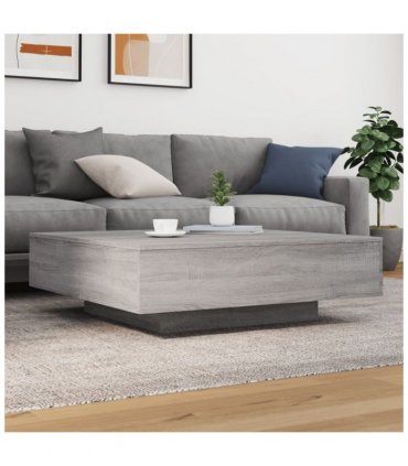 vidaXL Coffee Table with LED Lights Grey Sonoma 100x100x31 cm — Size: 100 x 100 x 31 cm