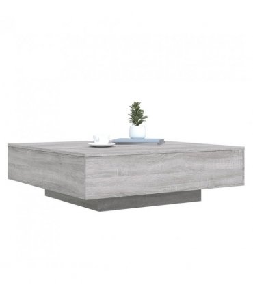 vidaXL Coffee Table with LED Lights Grey Sonoma 100x100x31 cm — Size: 100 x 100 x 31 cm