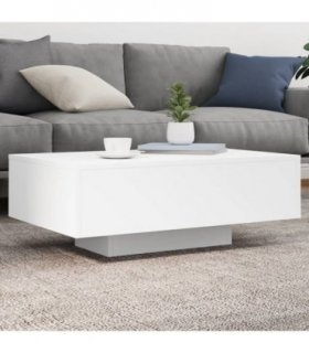 vidaXL Coffee Table with LED Lights White 85x55x31 cm — Size: 85 x 55 x 31 cm