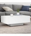 vidaXL Coffee Table with LED Lights White 85x55x31 cm — Size: 85 x 55 x 31 cm