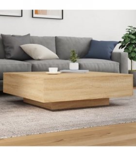 vidaXL Coffee Table with LED Lights Sonoma Oak 100x100x31 cm — Size: 100 x 100 x 31 cm