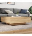 vidaXL Coffee Table with LED Lights Sonoma Oak 100x100x31 cm — Size: 100 x 100 x 31 cm