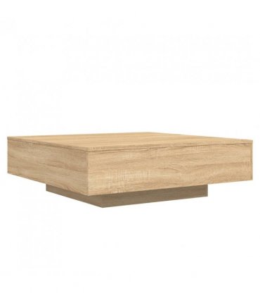 vidaXL Coffee Table with LED Lights Sonoma Oak 100x100x31 cm — Size: 100 x 100 x 31 cm