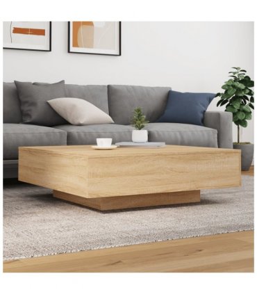 vidaXL Coffee Table with LED Lights Sonoma Oak 100x100x31 cm — Size: 100 x 100 x 31 cm