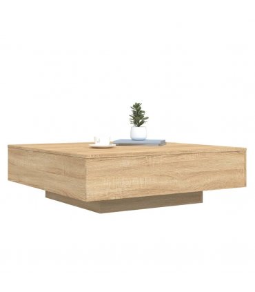vidaXL Coffee Table with LED Lights Sonoma Oak 100x100x31 cm — Size: 100 x 100 x 31 cm