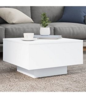 vidaXL Coffee Table with LED Lights White 55x55x31 cm — Size: 55 x 55 x 31 cm