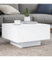 vidaXL Coffee Table with LED Lights White 55x55x31 cm — Size: 55 x 55 x 31 cm