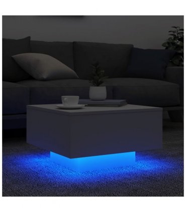 vidaXL Coffee Table with LED Lights White 55x55x31 cm — Size: 55 x 55 x 31 cm