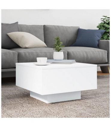 vidaXL Coffee Table with LED Lights White 55x55x31 cm — Size: 55 x 55 x 31 cm