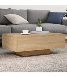 vidaXL Coffee Table with LED Lights Sonoma Oak 85x55x31 cm — Size: 85 x 55 x 31 cm