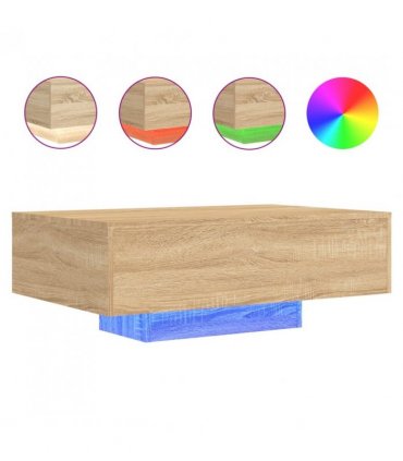 vidaXL Coffee Table with LED Lights Sonoma Oak 85x55x31 cm — Size: 85 x 55 x 31 cm