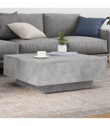 vidaXL Coffee Table with LED Lights Concrete Grey 80x80x31 cm — Size: 80 x 80 x 31 cm