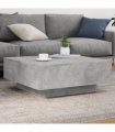 vidaXL Coffee Table with LED Lights Concrete Grey 80x80x31 cm — Size: 80 x 80 x 31 cm