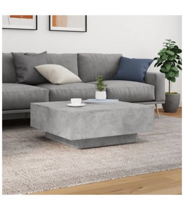 vidaXL Coffee Table with LED Lights Concrete Grey 80x80x31 cm — Size: 80 x 80 x 31 cm