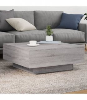 vidaXL Coffee Table with LED Lights Grey Sonoma 80x80x31 cm — Size: 80 x 80 x 31 cm