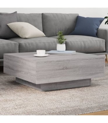vidaXL Coffee Table with LED Lights Grey Sonoma 80x80x31 cm — Size: 80 x 80 x 31 cm