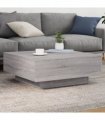 vidaXL Coffee Table with LED Lights Grey Sonoma 80x80x31 cm — Size: 80 x 80 x 31 cm