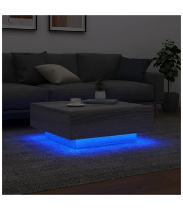 vidaXL Coffee Table with LED Lights Grey Sonoma 80x80x31 cm — Size: 80 x 80 x 31 cm