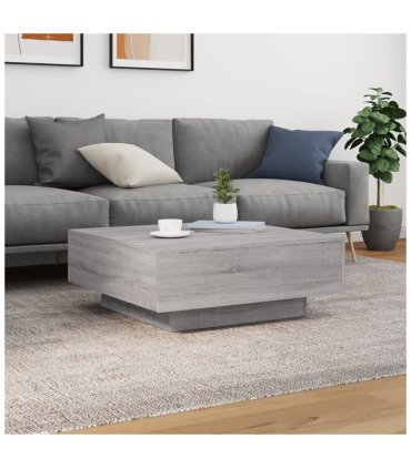 vidaXL Coffee Table with LED Lights Grey Sonoma 80x80x31 cm — Size: 80 x 80 x 31 cm