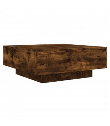vidaXL Coffee Table with LED Lights Smoked Oak 80x80x31 cm — Size: 80 x 80 x 31 cm