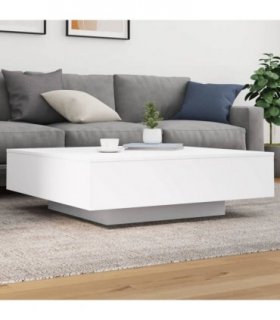 vidaXL Coffee Table with LED Lights White 100x100x31 cm — Size: 100 x 100 x 31 cm