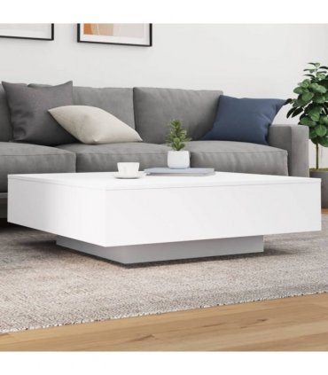 vidaXL Coffee Table with LED Lights White 100x100x31 cm — Size: 100 x 100 x 31 cm