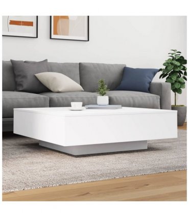 vidaXL Coffee Table with LED Lights White 100x100x31 cm — Size: 100 x 100 x 31 cm