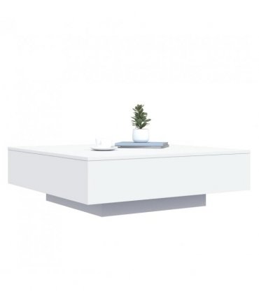 vidaXL Coffee Table with LED Lights White 100x100x31 cm — Size: 100 x 100 x 31 cm