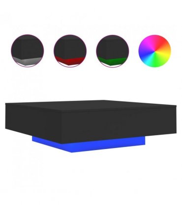 vidaXL Coffee Table with LED Lights Black 100x100x31 cm — Size: 100 x 100 x 31 cm
