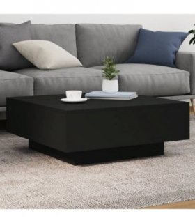 vidaXL Coffee Table with LED Lights Black 80x80x31 cm — Size: 80 x 80 x 31 cm