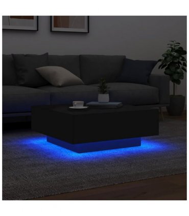 vidaXL Coffee Table with LED Lights Black 80x80x31 cm — Size: 80 x 80 x 31 cm