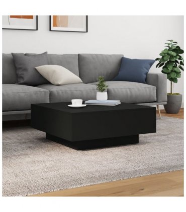 vidaXL Coffee Table with LED Lights Black 80x80x31 cm — Size: 80 x 80 x 31 cm
