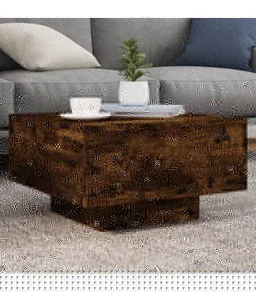 vidaXL Coffee Table with LED Lights Smoked Oak 55x55x31 cm — Size: 55 x 55 x 31 cm