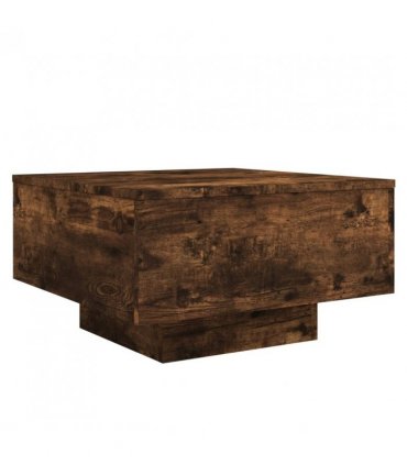 vidaXL Coffee Table with LED Lights Smoked Oak 55x55x31 cm — Size: 55 x 55 x 31 cm