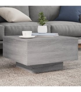 vidaXL Coffee Table with LED Lights Grey Sonoma 55x55x31 cm — Size: 55 x 55 x 31 cm