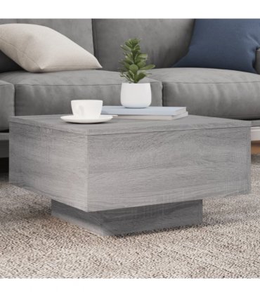 vidaXL Coffee Table with LED Lights Grey Sonoma 55x55x31 cm — Size: 55 x 55 x 31 cm