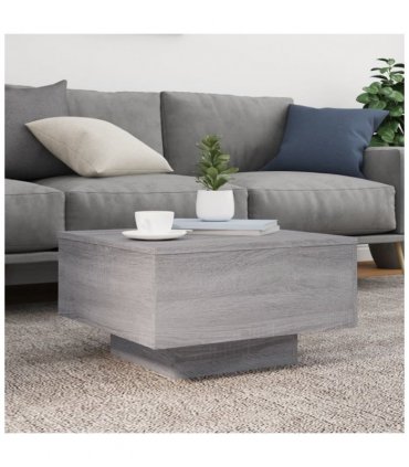 vidaXL Coffee Table with LED Lights Grey Sonoma 55x55x31 cm — Size: 55 x 55 x 31 cm