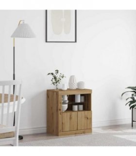 vidaXL LED Sideboard Brown 60.5 x 37 x 67 cm Engineered Wood — Colour: Artisan oak