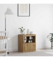 vidaXL LED Sideboard Brown 60.5 x 37 x 67 cm Engineered Wood — Colour: Artisan oak