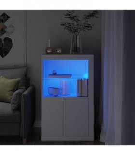vidaXL Side Cabinet with LED Lights White Engineered Wood