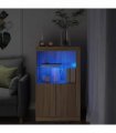 vidaXL Side Cabinet with LED Lights Sonoma Oak Engineered Wood
